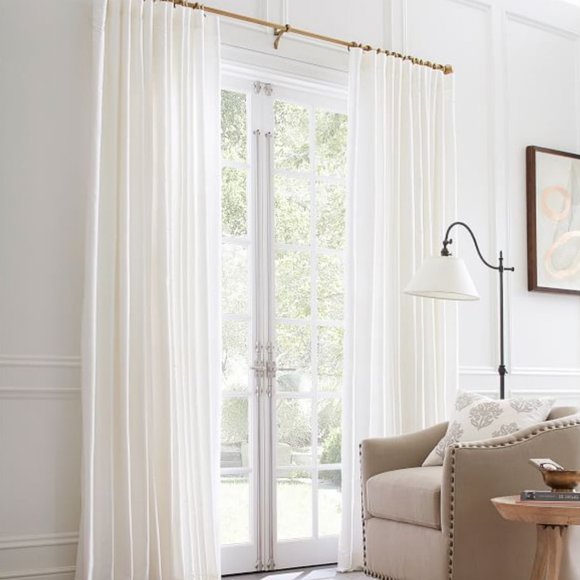 EUC-PAIR | Pottery Barn Ivory Silk Dupioni Drapes - Picture 1 of 9